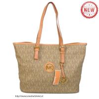 michael kors logo signature groot beige bakken Outlet Belgie gbe40581